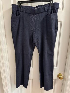 Navy Textured Pull-On Trousers